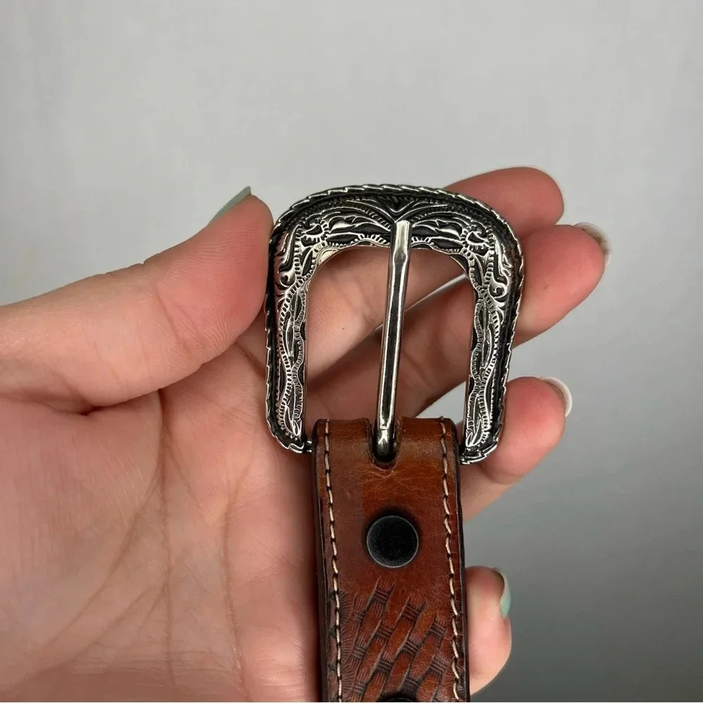 STONE‎ | Leathern Western Belt with buckle Brown